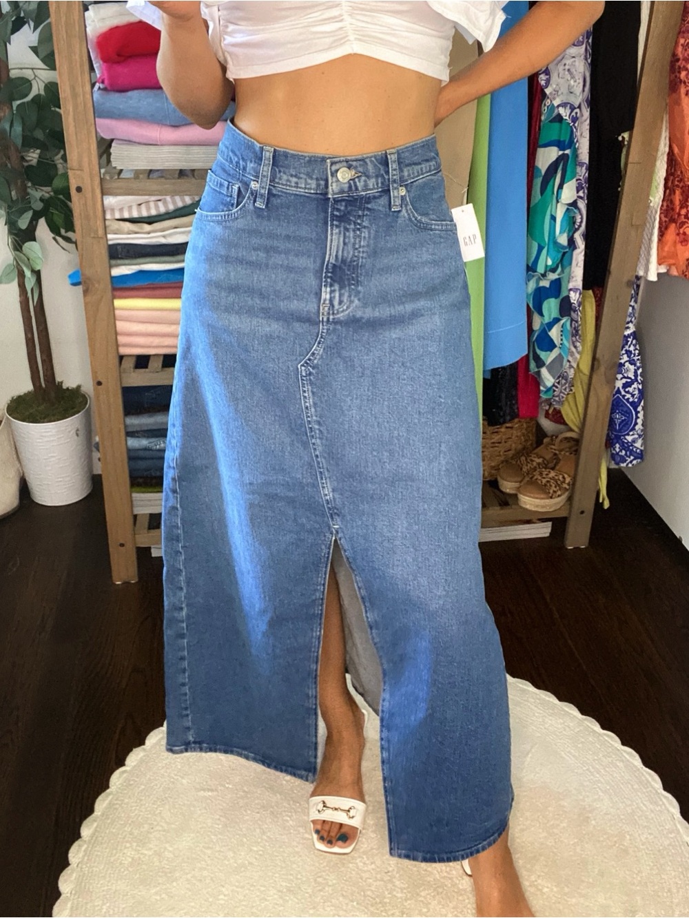 GAP Blue Denim Maxi Skirt with front Slit! 🌀